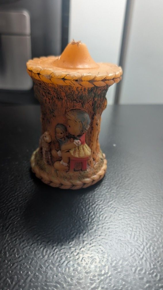 Hand Painted Candle Vintage 1978