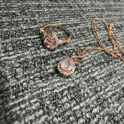 Lab Grown Sapphire Necklace And Ring Set