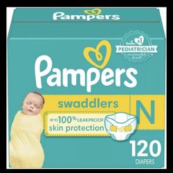Made In USA Pampers Swaddler diapers, Size N, 120 Pack —local pickup ONLY!