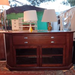 Tv Stand Media Cabinet 1 Drawer With Multiple Compartments And Glass Cabinet With 2 Shelves $245 OBO