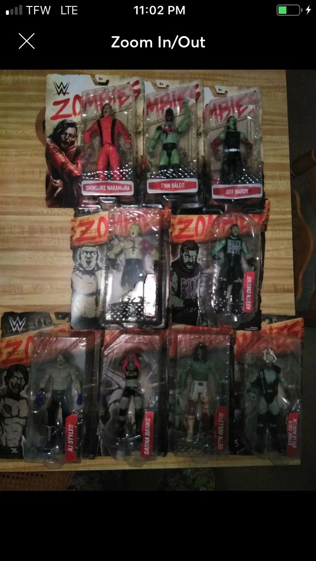 SET OF 9 WWE ZOMBIEFIED ACTION FIGURES