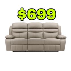 Beautiful New Genuine Leather 86” Double Reclining Sofa Only $699!!!