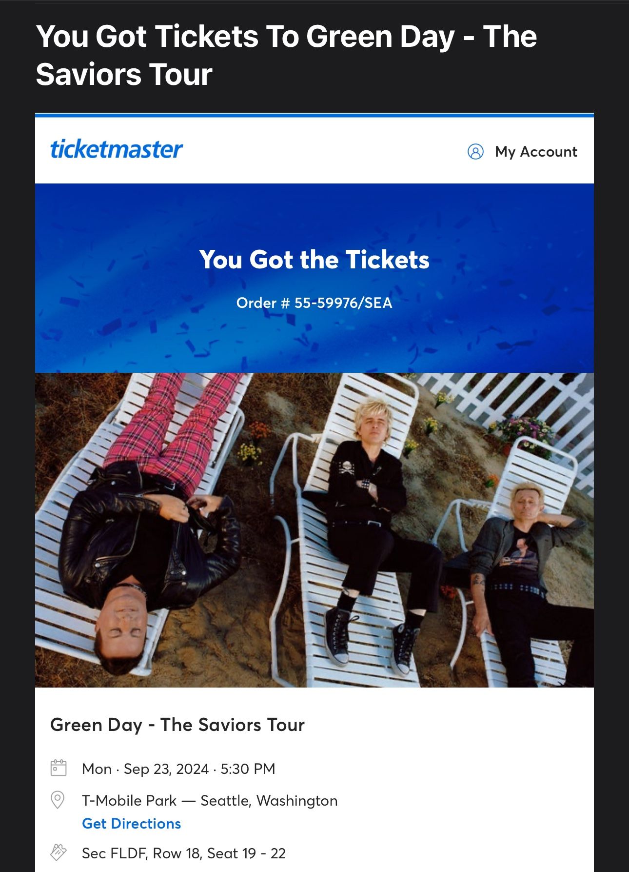 Green Day - The Saviors Tour 4 Tickets