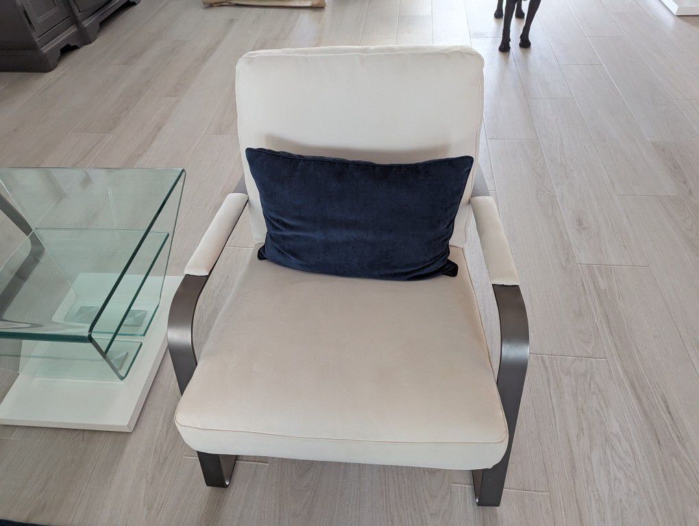 Two White Leather Armchairs
