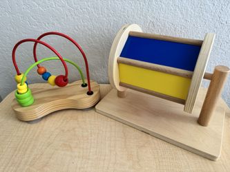 Montessori Wooden Toys (Bead Maze And Spinning drum)