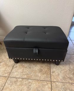 Black storage ottoman footrest bench