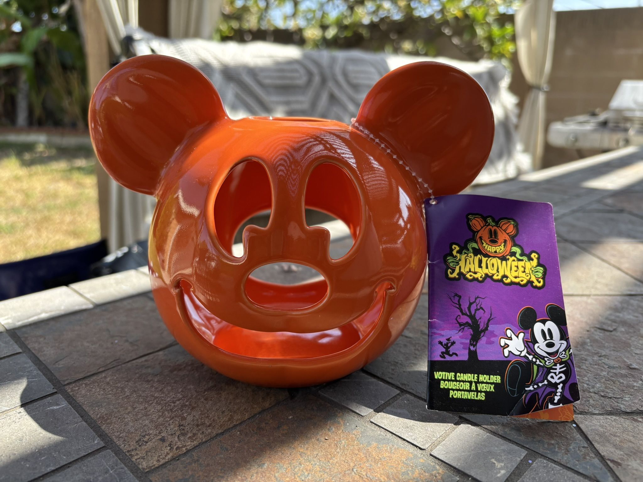 BNWT Disney Mickey Ceramic Jack-o-lantern Pumpkin Votive Candle Holder
