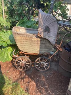 Vintage wicker baby carriage