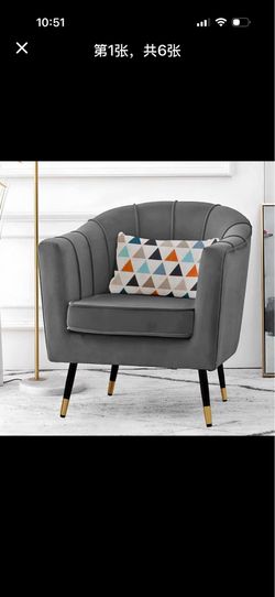 Accent Reading Chair Living Room Armchair Single Sofa with Gold Metal Legs, Dining Room Bedroom Arm Chair for Adult, Wide Armrest Durable Upholstered 