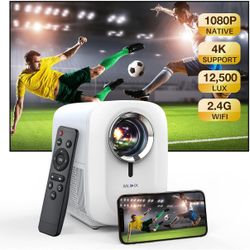 Video Projector - MUDIX 2022 Mini Projector Native 1080P WiFi Portable Projector with Remote Control Supports HD AV USB for Phone Laptop DVD, iOS Andr