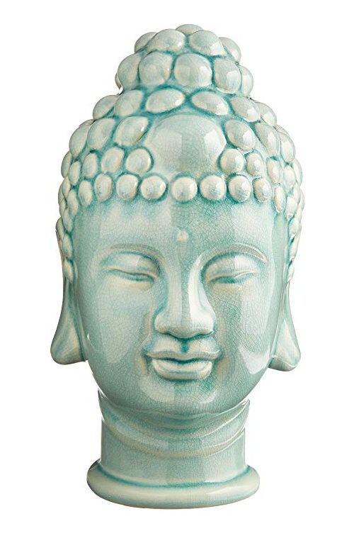 NEW Buddha Head statue - Ceramic, Jade Green