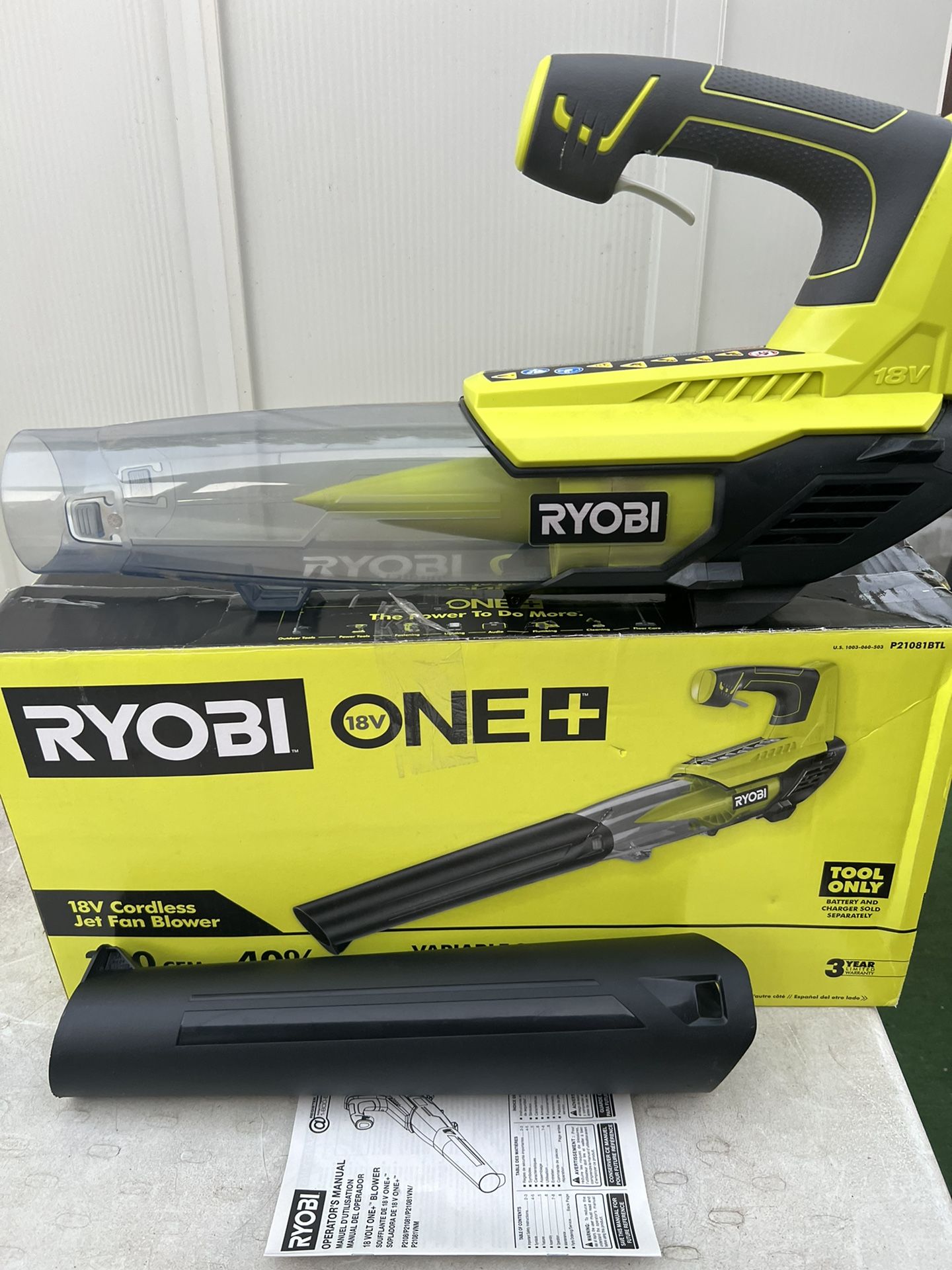 RYOBI ONE+ 18V 100 MPH 280 CFM Cordless Battery Variable Speed Jet