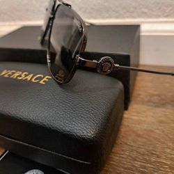 Gianni Versace Gun Metal Framed Aviator Dark Lens  Sunglasses 