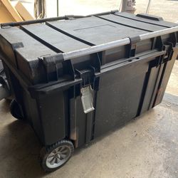 Tool Box Rolls On Wheels Pull With Sturdy Handle