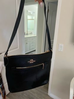 Coach Black Crossbody Bag Gold Hardware Zip Closure Solid Rectangle Women