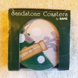 NIB GANZ Sandstone Golf Coasters Set of 4