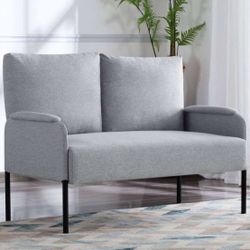 living room 2 seater sofa couch / loveseat in light gray - NEW