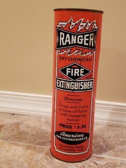 Vintage Ranger Dry Chemical fire extinguisher Unopened Tin can price on can $5.95