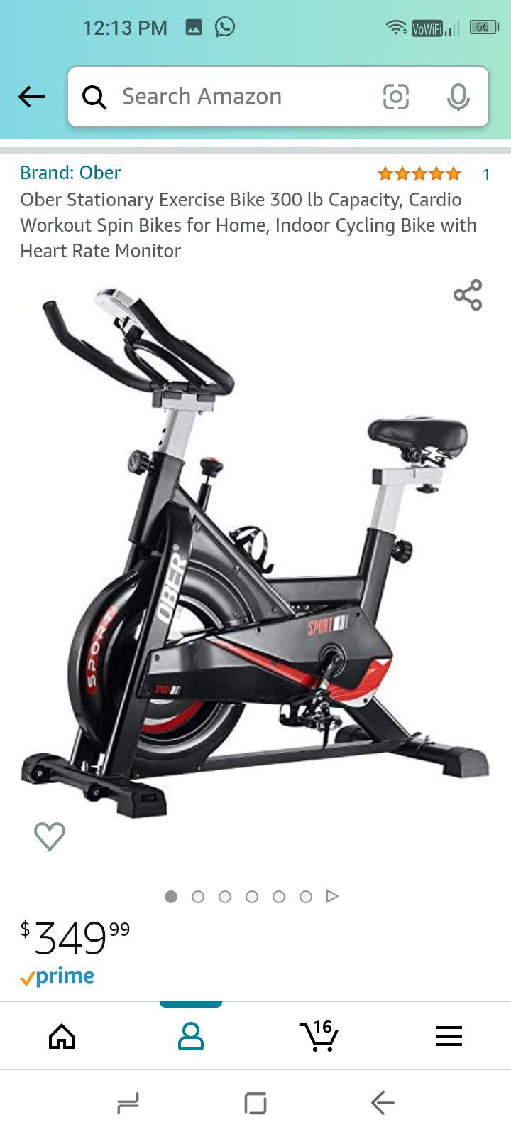 Ober Stationary Exercise Bike 300 lb Capacity, Cardio Workout Spin Bikes for Home, Indoor Cycling Bike with Heart Rate Monitor

