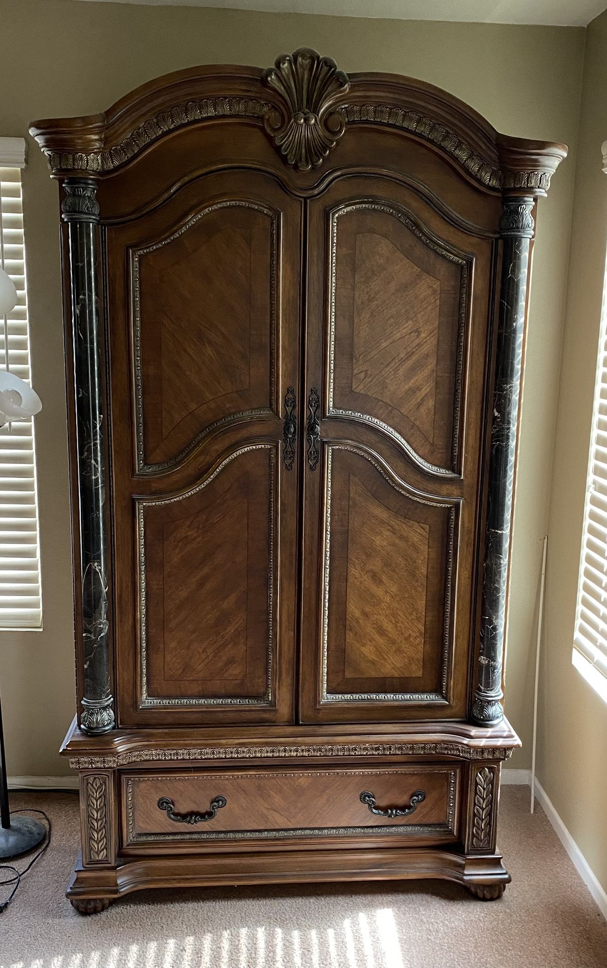 Two Door, Three Drawer Armoire Closet