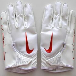 Brand New Nike Vapor Jet White Red Football Gloves MEN Sizes Small, Medium, XL