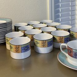 15 Pieces - Royal Doulton Bone China - Pair of Cups and Saucers - Trailfinder