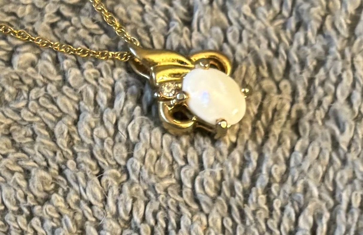 Gold Opal And Diamond Necklace