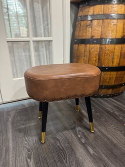 Brown Faux Leather Ottoman Footstool