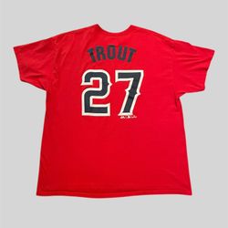 Anaheim Angels Mike Trout vintage majestic red jersey style T shirt Size 2XL