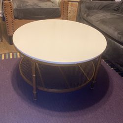 Round Coffee Table With Shelf 