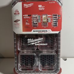 NEW Milwaukee 48-32-5162 SHOCKWAVE Impact Drill Drive & Fasten PACKOUT Set-60 PC