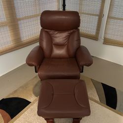 2 Brown Leather Rocker Chairs