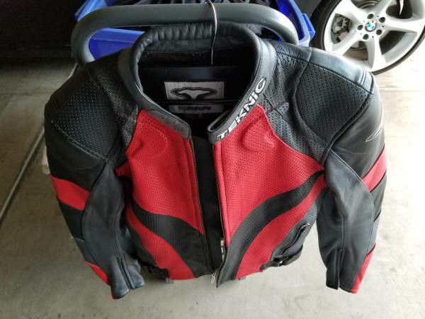 High Quality Teknic Red/Black Leather Motorcycle Jacket. Super Nice!
