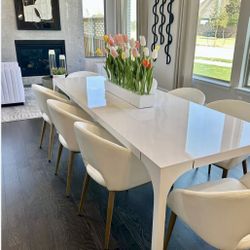 CB2 Aqua Virgo 100” White High-Gloss Dining Table