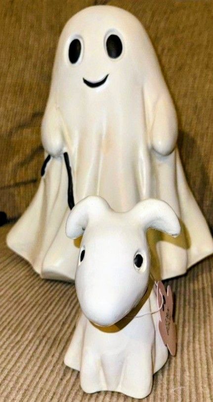 Halloween Decor Goblin & Ghoul Ghost Walking Dog Around 11 In Tall