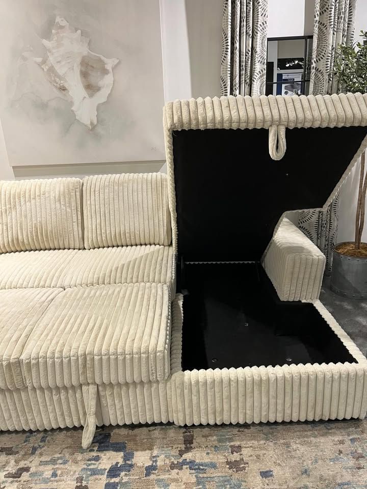 Large, Versatile Soft Jumbo Corduroy Sleeper Sectional Sofa