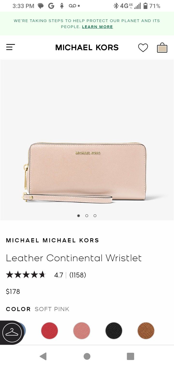 Michael Kors Leather Continental Wristlet 