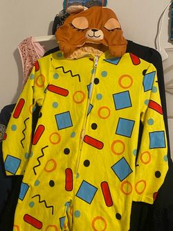 Yellow Geometric Print Zip-Up Onesie