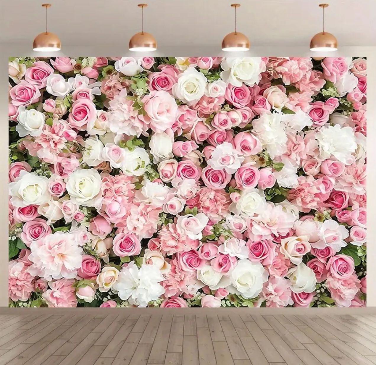 Festive Birthday Party Baby Shower Flower Backdrop Polyester Drape