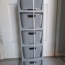 Tower drawer storage bins organization woven stackable Tools Makeup Bathroom