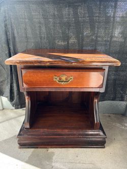 Vintage 1-Drawer Nightstand Wood Solid
