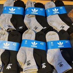 Adidas Socks 6 PAIR Quarter (M & L)