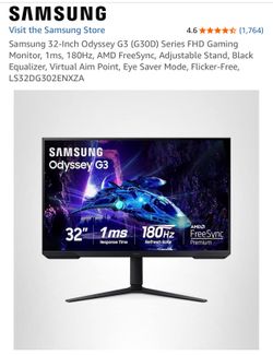 Brand new in box Samsung 32-Inch Odyssey G3 (G30D) Series FHD Gaming Monitor, 1ms, 180Hz