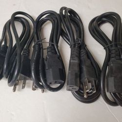 Lot of 4 Computer/Printer/Monitor/Electronics Power Cord