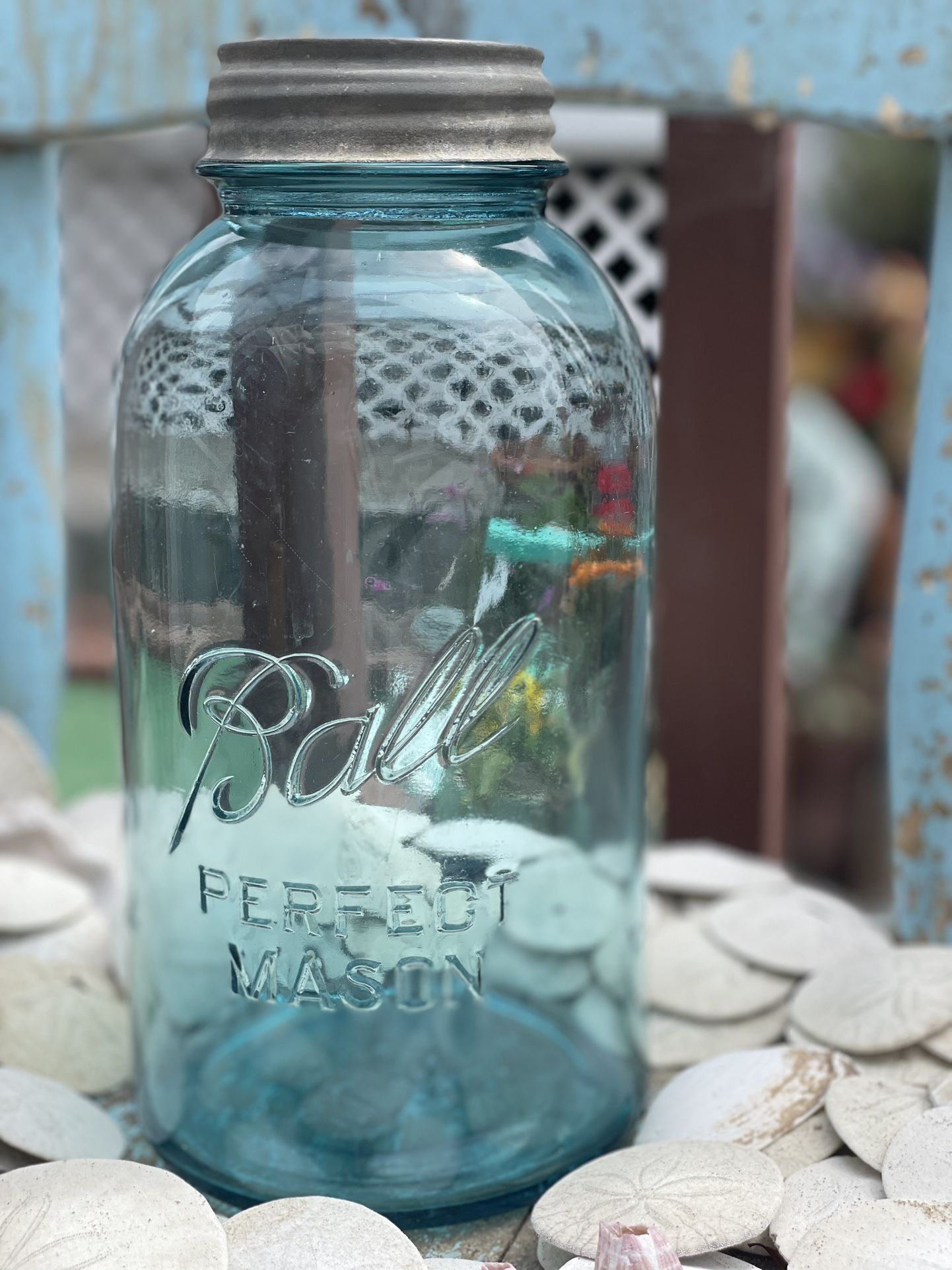 Vintage Aqua Ball Perfect Mason Jar 9 1/4”. 2