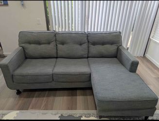 Gray sofa with ottoman