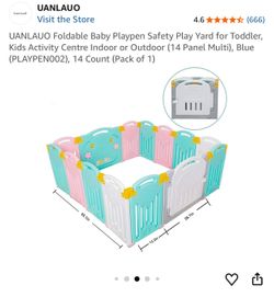 UANLAUO 14-Panel Foldable Baby Playpen – Excellent Condition