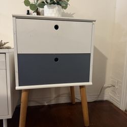 Nightstand Side Table with Two Drawer