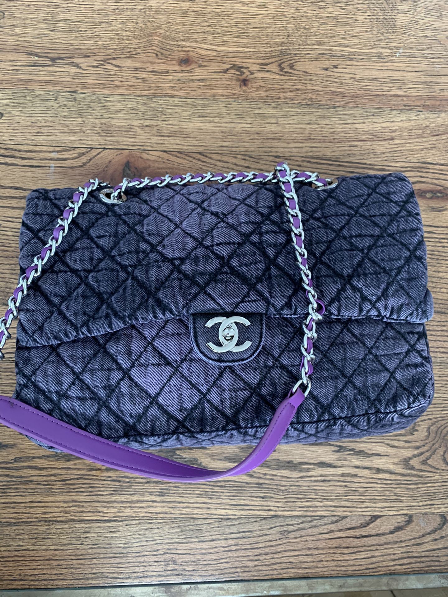 Chanel cruise 2020 denim medium purple flap bag