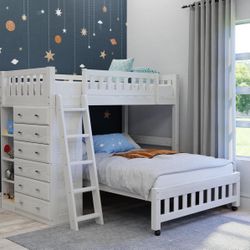 Bunk Bed Twin / Full with Chest - 6 Drawers. $39 Down 